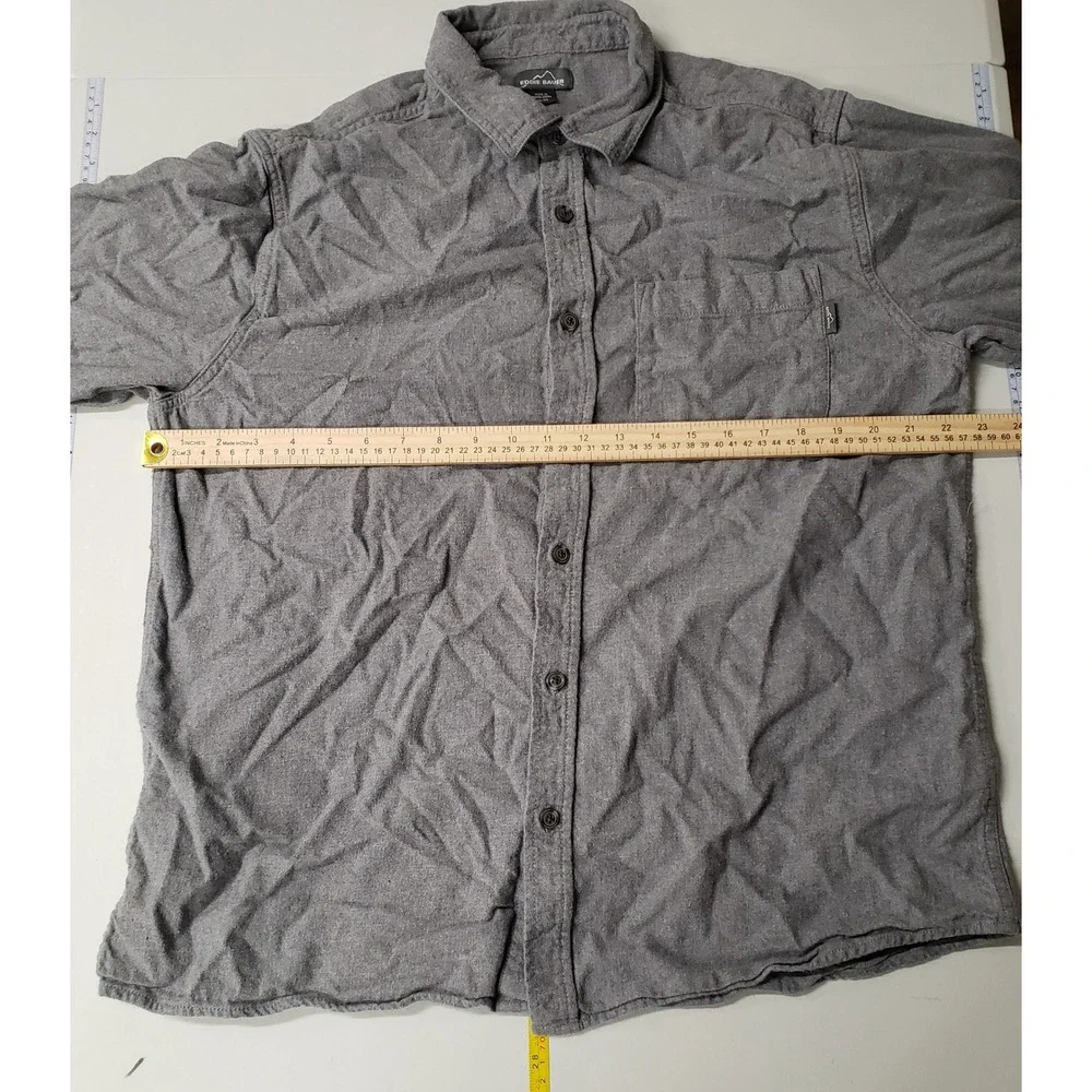 Eddie Bauer Mens Gray Long Sleeve Button‎ Up Shirt XL Flannel Casual Outdoorsy